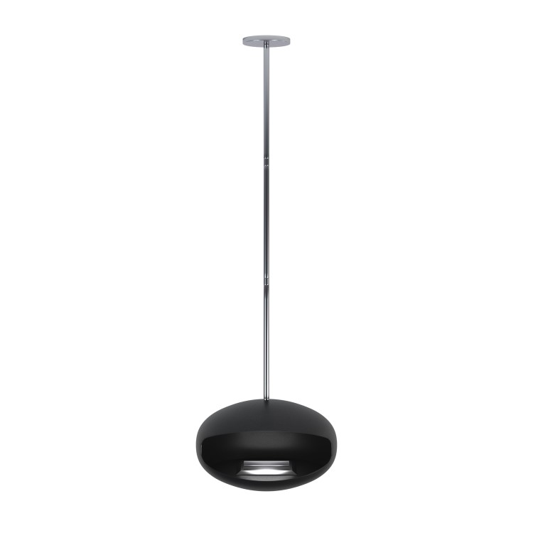 Oval Ceiling Hanging Bioethanol Fire in Matte Black - AmberGlo 