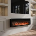 AGL081A Black Slimline Inset Electric Media Wall Smart Fire Place - 60 Inch - AmberGlo