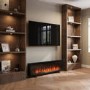 Black Slimline Inset Electric Media Wall Smart Fire Place - 60 Inch - AmberGlo
