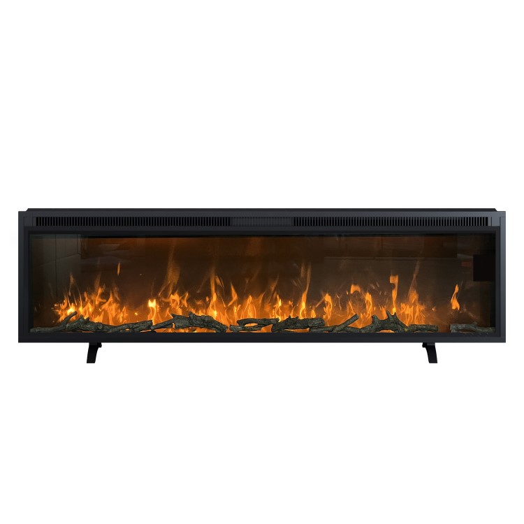 Black Slimline Inset Electric Media Wall Smart Fire Place - 60 Inch - AmberGlo