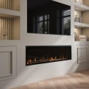 AGL081 Black Slimline Inset Electric Media Wall Smart Fire - 60 Inch - AmberGlo