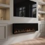 Black Slimline Inset Electric Media Wall Smart Fire - 60 Inch - AmberGlo