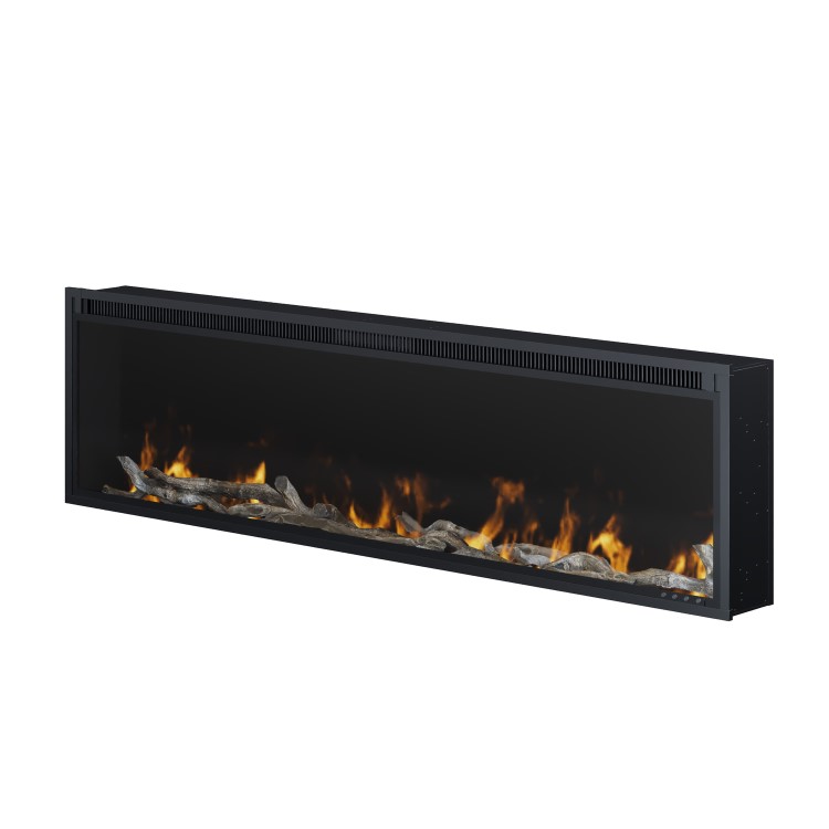 Black Slimline Inset Electric Media Wall Smart Fire - 60 Inch - AmberGlo
