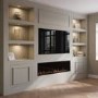 Black Slimline Inset Electric Media Wall Smart Fire - 60 Inch - AmberGlo