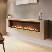 Oak Wall-Mounted Electric Fireplace - 70 Inch - AmberGlo