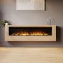 Oak Wall-Mounted Electric Fireplace - 70 Inch - AmberGlo