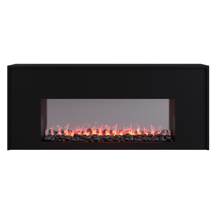 Black Freestanding Electric Fire - 60 Inch - AmberGlo