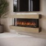 Oak Media Wall 3-Sided Electric Fireplace with Logs - 55 inch - AmberGlo
