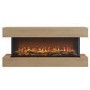 Oak Media Wall 3-Sided Electric Fireplace with Logs - 55 inch - AmberGlo