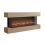 Oak Media Wall 3-Sided Electric Fireplace with Logs - 55 inch - AmberGlo