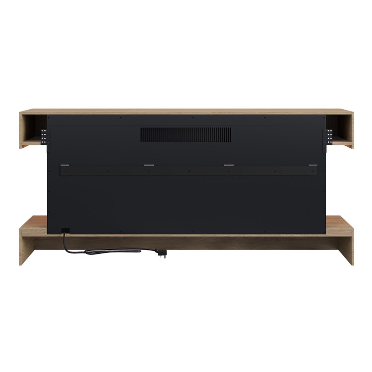 Oak Media Wall 3-Sided Electric Fireplace with Logs - 55 inch - AmberGlo