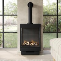 Electric Log Burner with Flue in Black - AmberGlo
