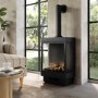Electric Log Burner with Flue in Black - AmberGlo