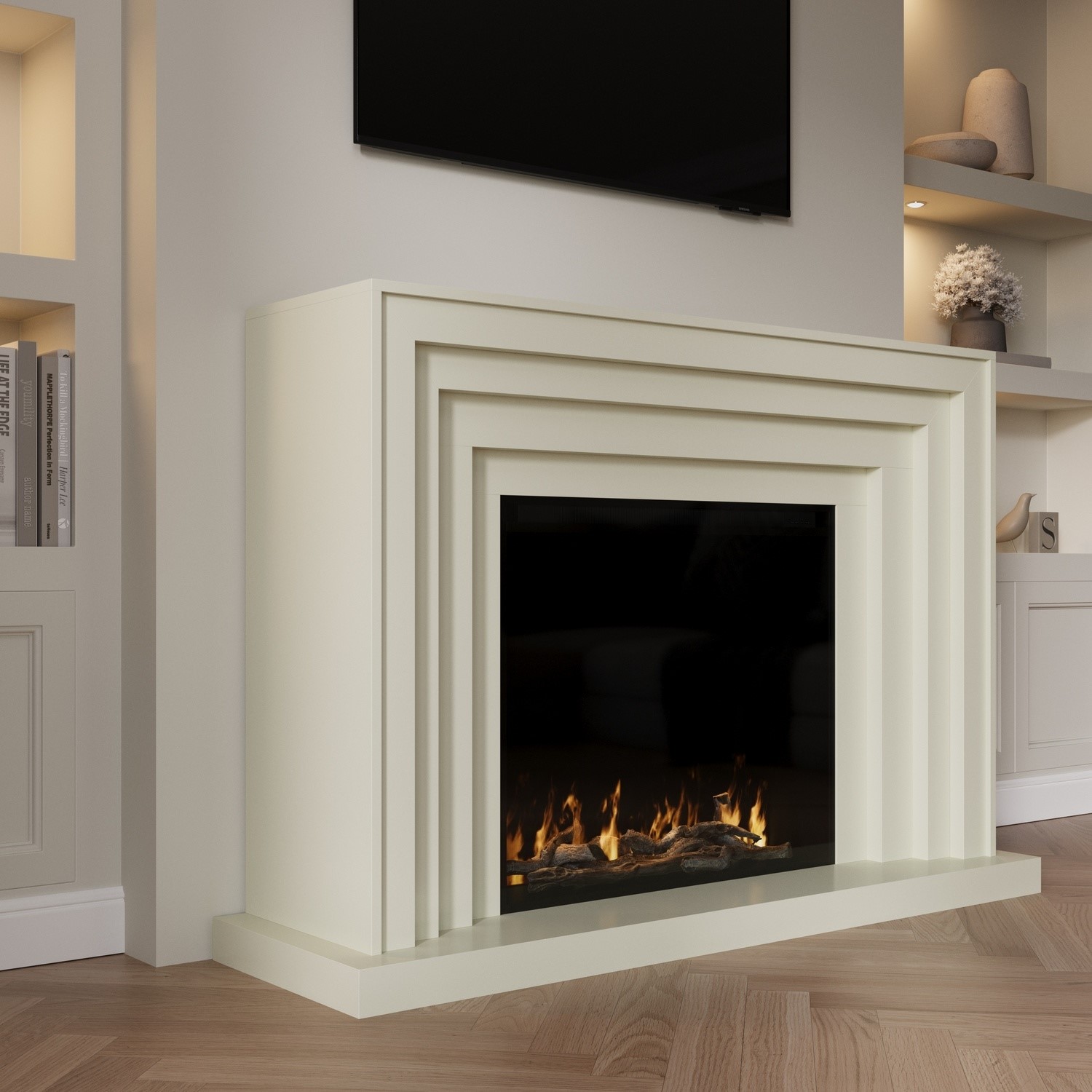 Amberglo  Fire Surround And Electric Fire With Logs AGL087