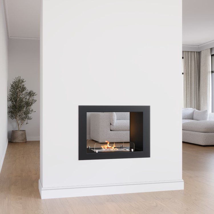 AmberGlo 27 inch Double-Sided Built in Bioethanol Fireplace