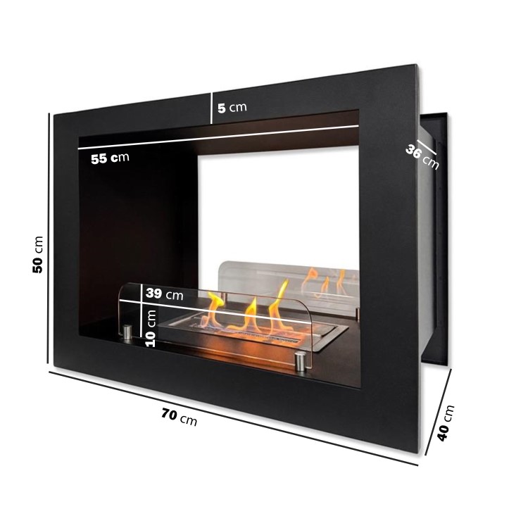 Double-Sided Bioethanol Fireplace in Black - 27 Inch - AmberGlo