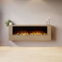 Wall-Mounted Electric Fire with Oak Surround and Remote Control - 60 Inch - AmberGlo
