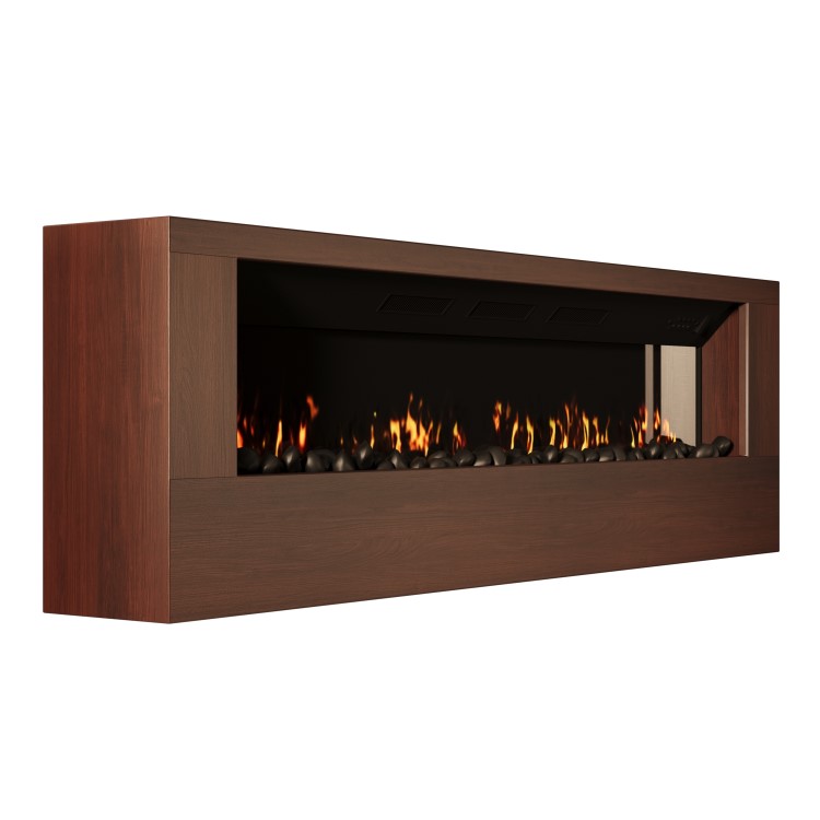 Wall-Mounted Electric Fire with Walnut Surround and Remote Control - 70 Inch - AmberGlo