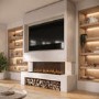 Self Build Media Wall with Black 3-Sided Inset Electric Fireplace with Log Store - 50 Inch - AmberGlo
