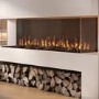 Self Build Media Wall with Black 3-Sided Inset Electric Fireplace with Log Store - 50 Inch - AmberGlo