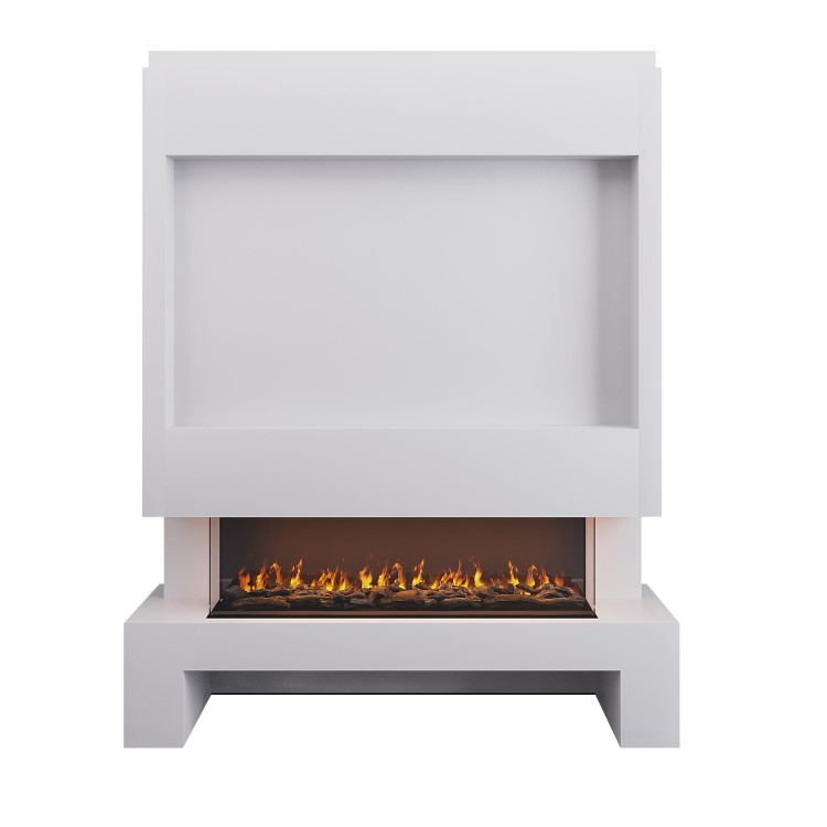 Self Build Media Wall with Black 3-Sided Inset Electric Fireplace with Log Store - 50 Inch - AmberGlo