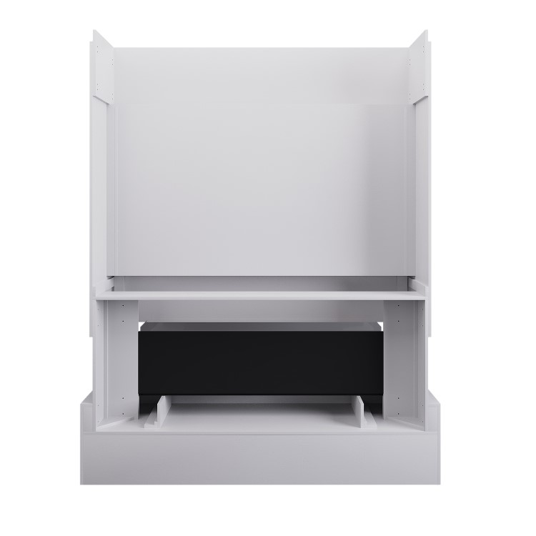 Self Build Media Wall with Black 3-Sided Inset Electric Fireplace with Log Store - 50 Inch - AmberGlo