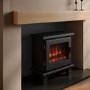 Self Build Media Wall with Electric Log Burner-Style Smart Stove with Oak Beam - AmberGlo