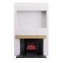Self Build Media Wall with Electric Log Burner-Style Smart Stove with Oak Beam - AmberGlo