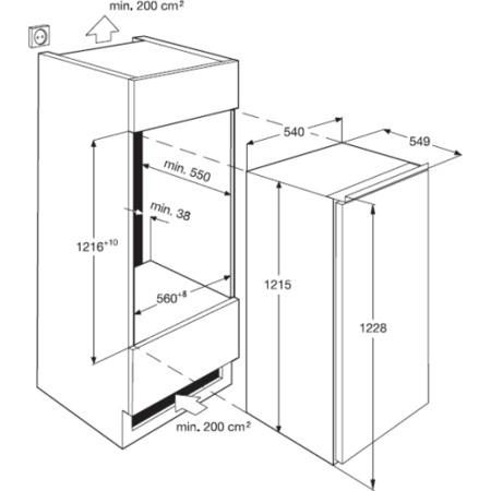 AEG AGN71200F0 Frost Free 1.2m Tall In-column Integrated Freezer