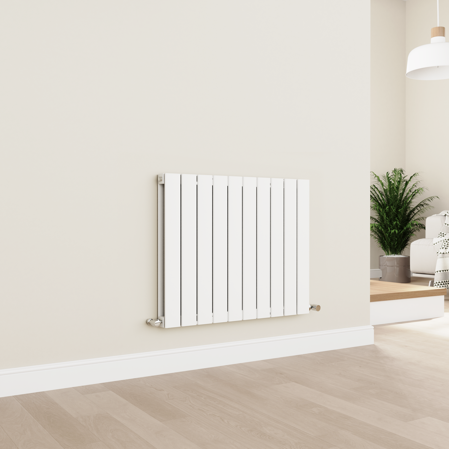 Eco Eleganza Horizontal Flat Designer Aluminium Radiator 600X750mm Double Panel 3056 Btu AHD10-600-WCF