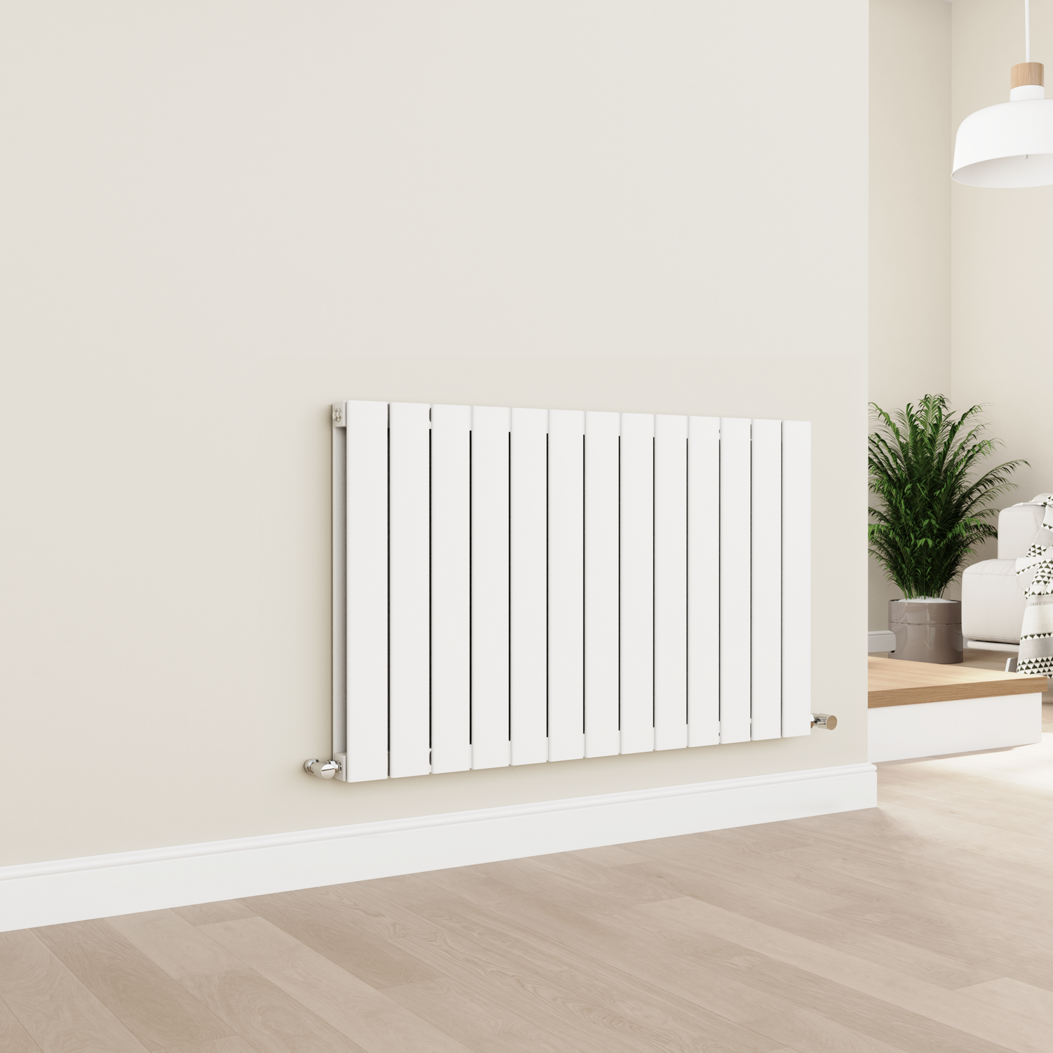Horizontal Flat Designer Aluminium Radiator 600x975mm Double Panel 3973 BTU