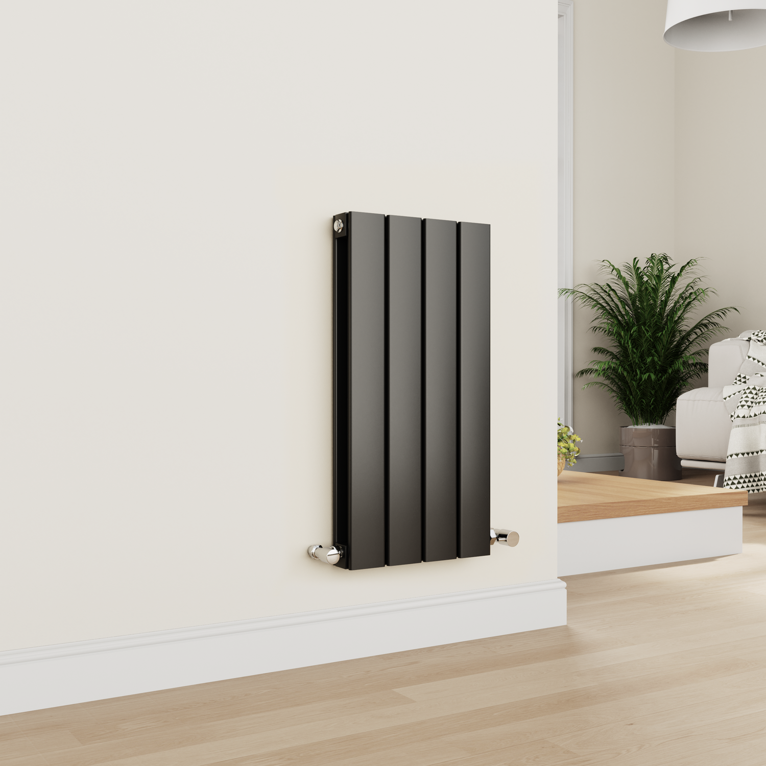 Eco Eleganza Midnight Horizontal Flat Designer Aluminium Radiator 600X300mm Double Panel 1223 Btu AHD4-600-BCF
