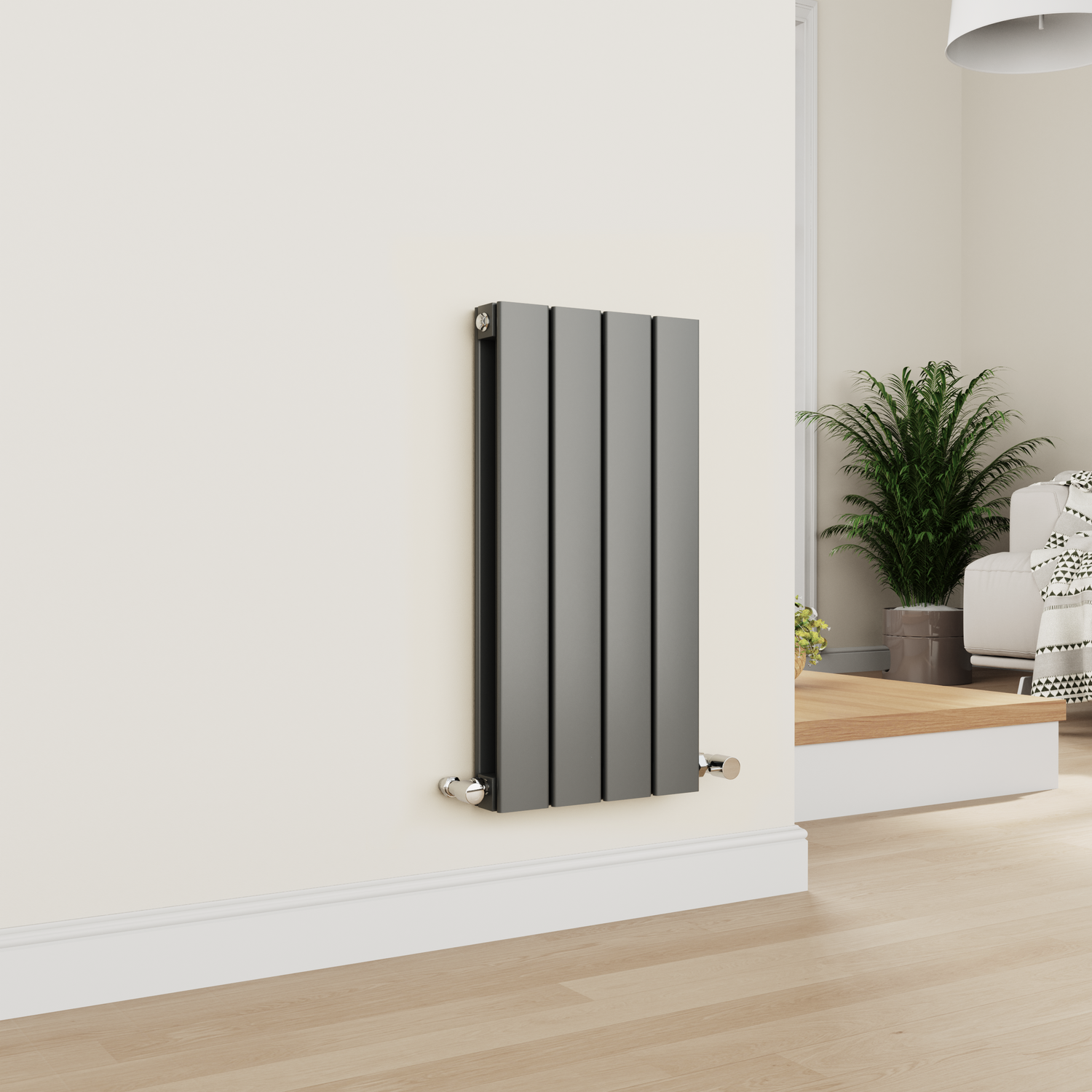 Horizontal Flat Designer Aluminium Radiator 600x300mm Double Panel 1223 BTU