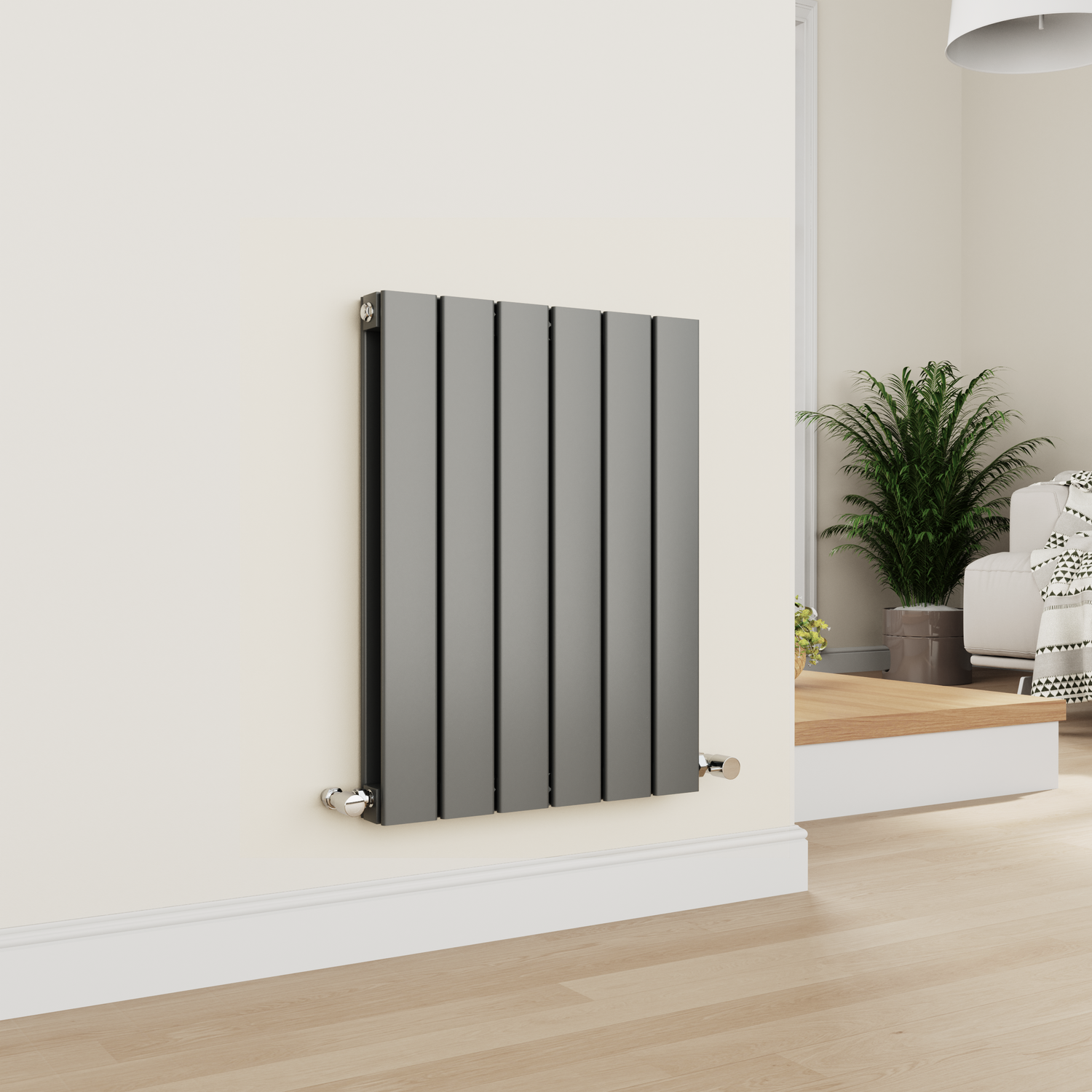 Horizontal Flat Designer Aluminium Radiator 600x450mm Double Panel 1834 BTU