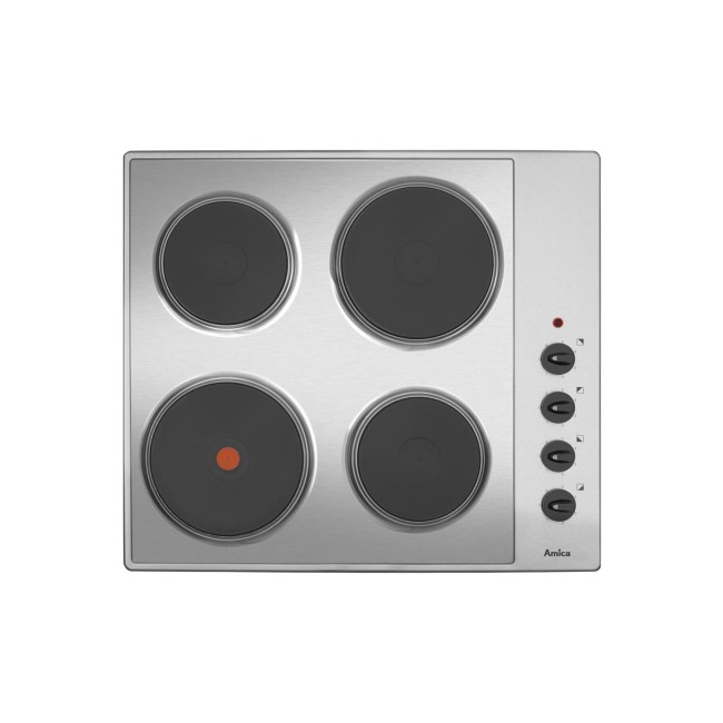 Amica 60cm 4 Zone Solid Plate Hob - Stainless Steel