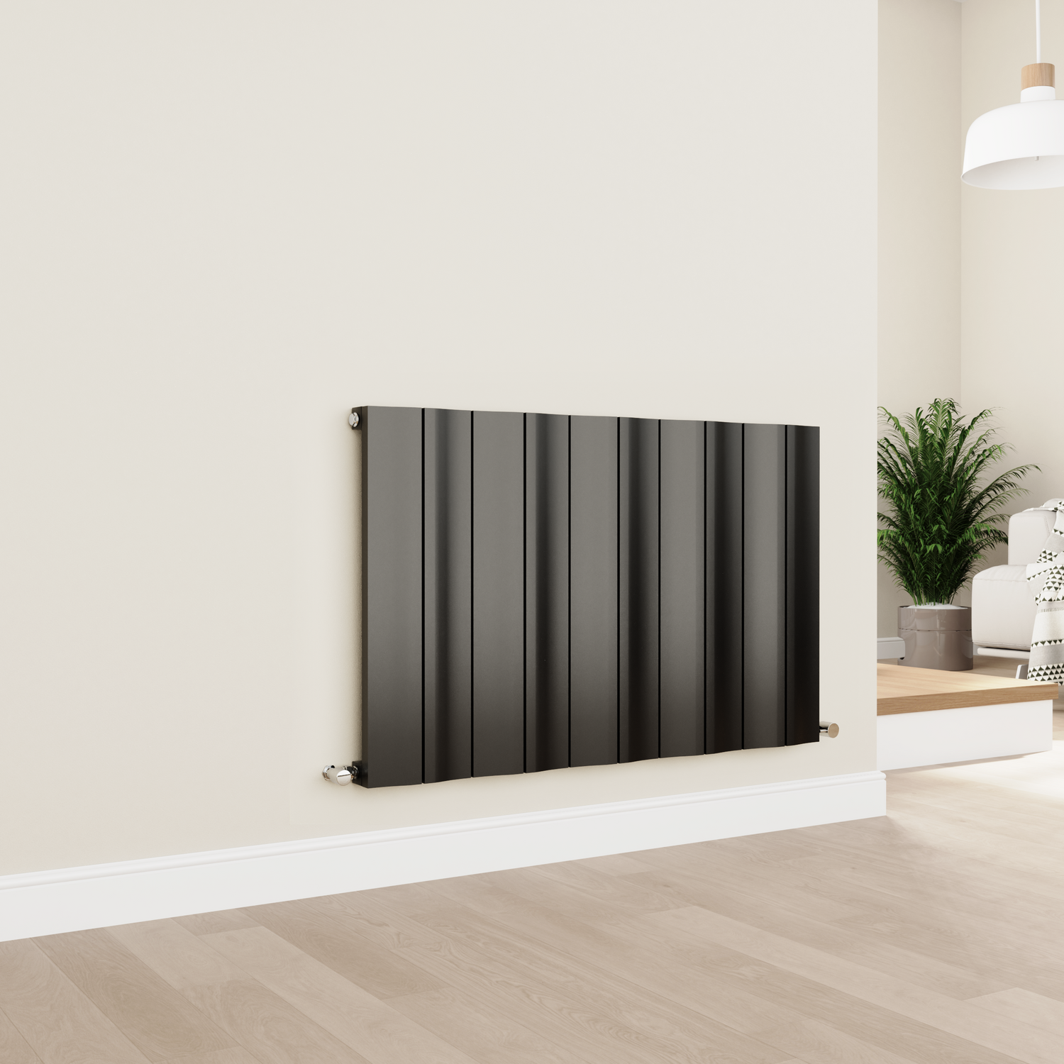 Midnight Horizontal Wave Designer Aluminium Radiator 600x945mm Single Panel 3055 BTU