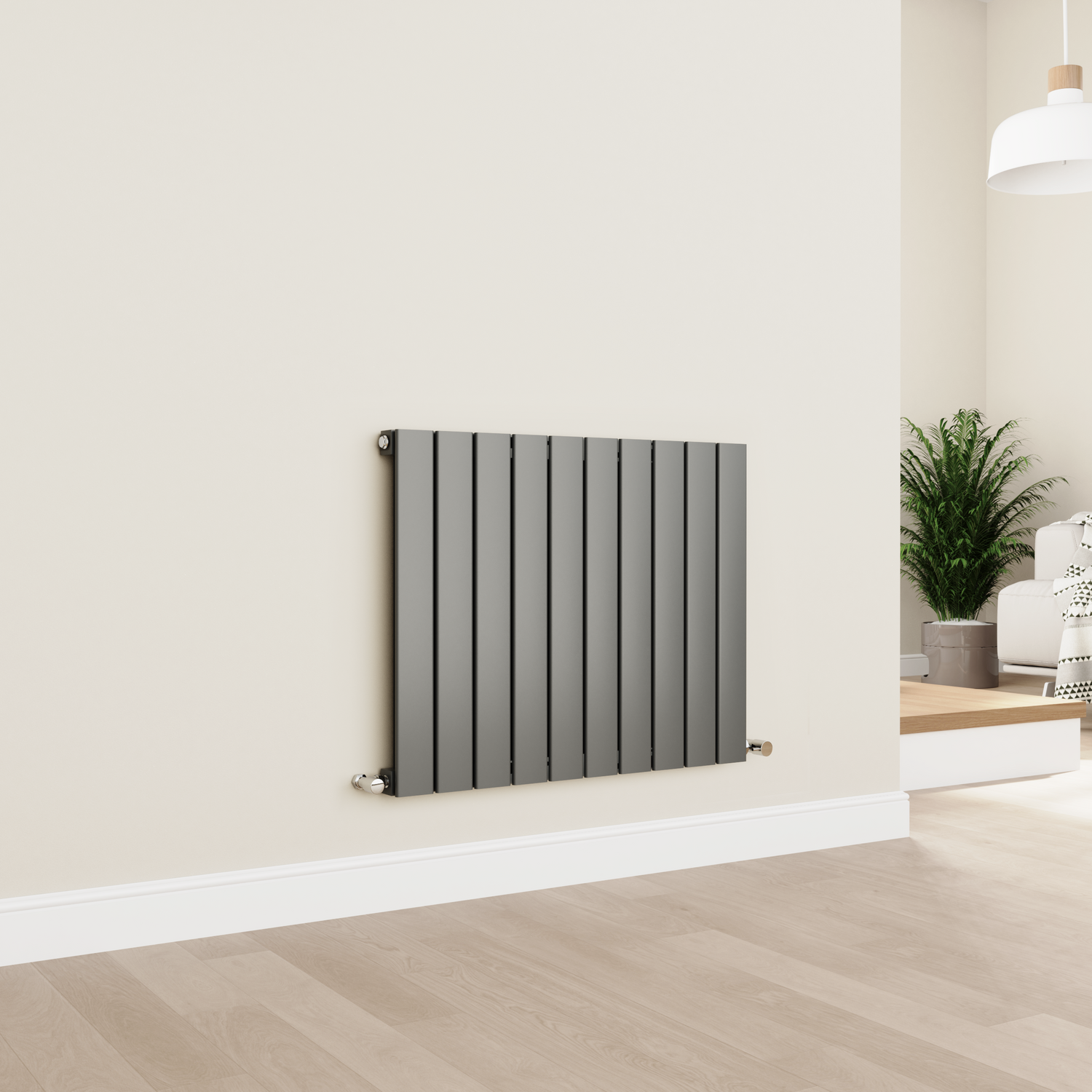 Horizontal Flat Designer Aluminium Radiator 600x750mm Single Panel 2302 BTU