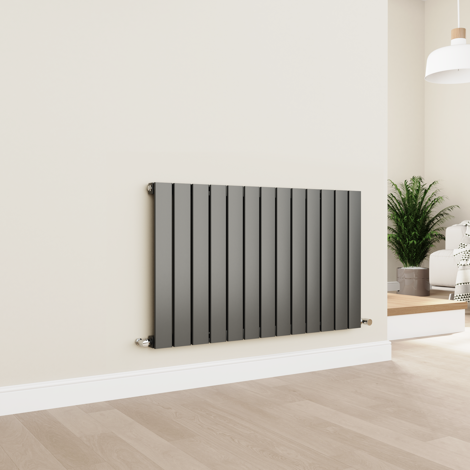 Horizontal Flat Designer Aluminium Radiator 600x975mm Single Panel 2992 BTU