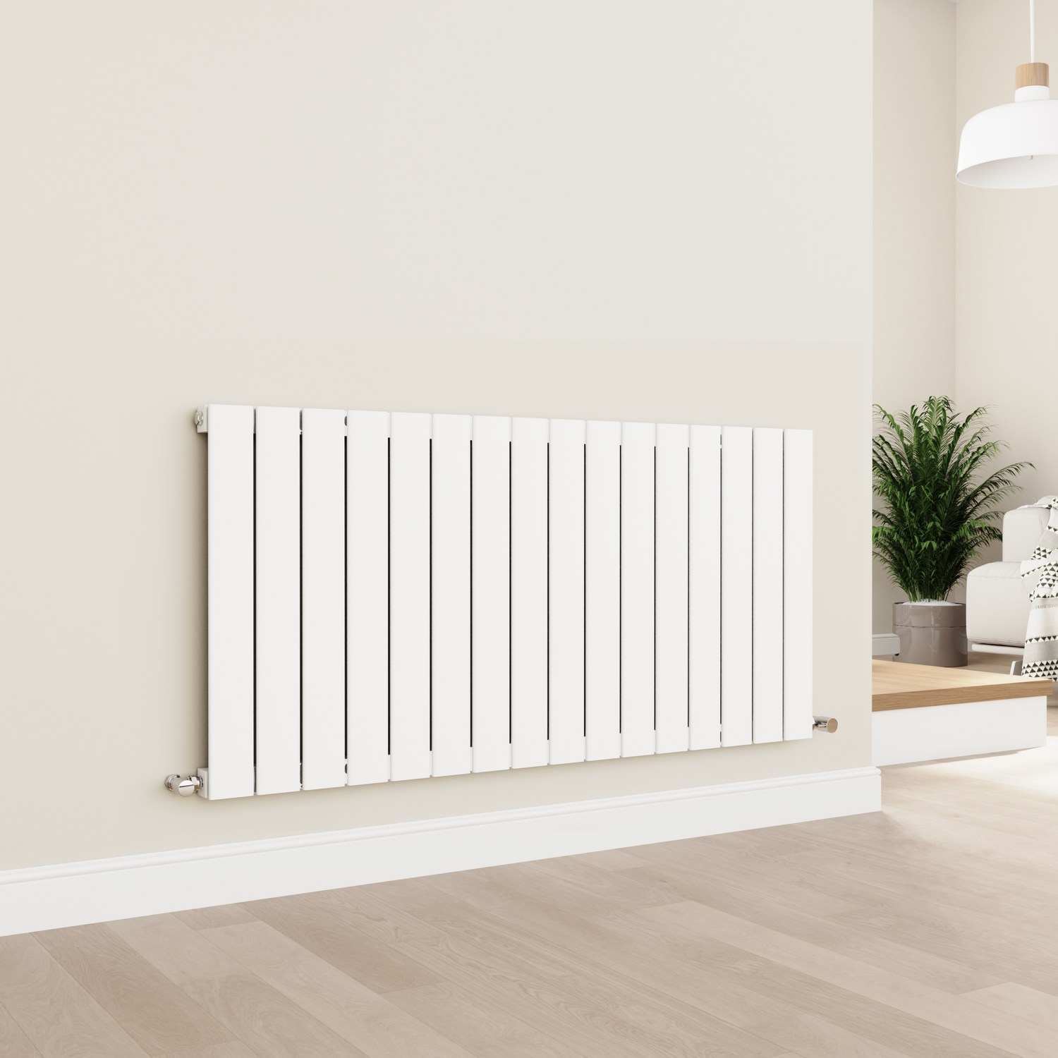 Horizontal Flat Designer Aluminium Radiator 600x1200mm Single Panel 3683 BTU