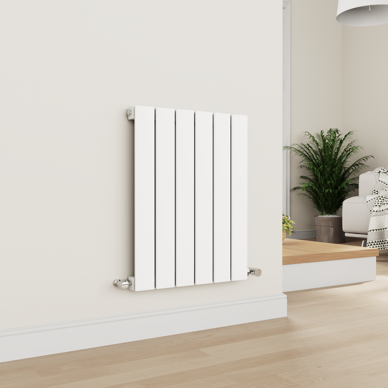 Horizontal Flat Designer Aluminium Radiator 600x450mm Single Panel 1381 BTU