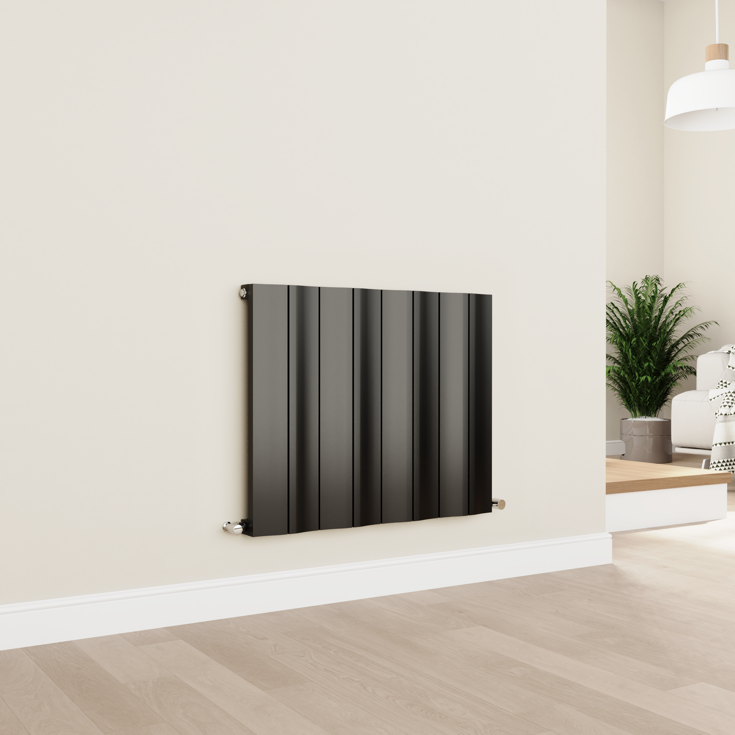 Midnight Horizontal Wave Designer Aluminium Radiator 600x755mm Single Panel 2444 BTU