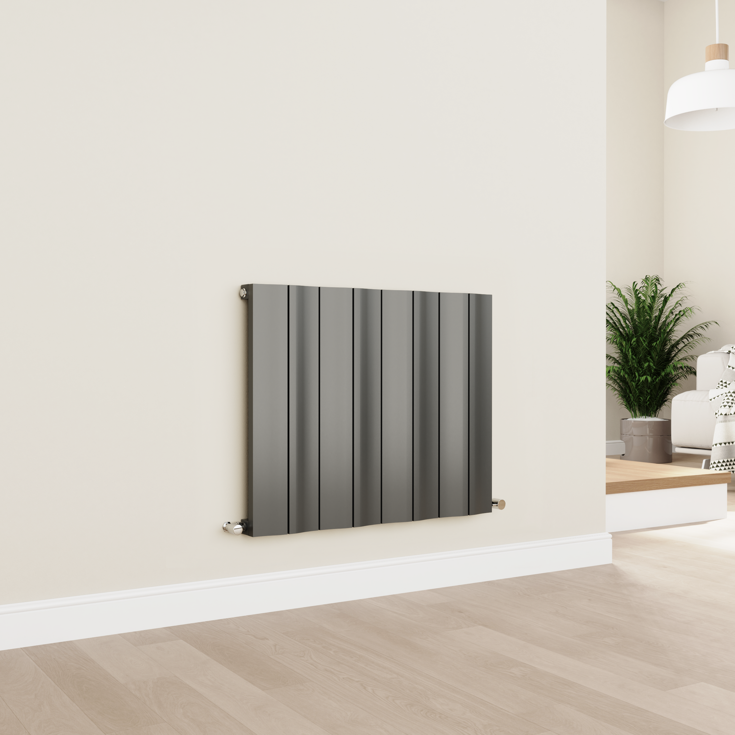 Horizontal Wave Designer Aluminium Radiator 600x755mm Single Panel 2444 BTU