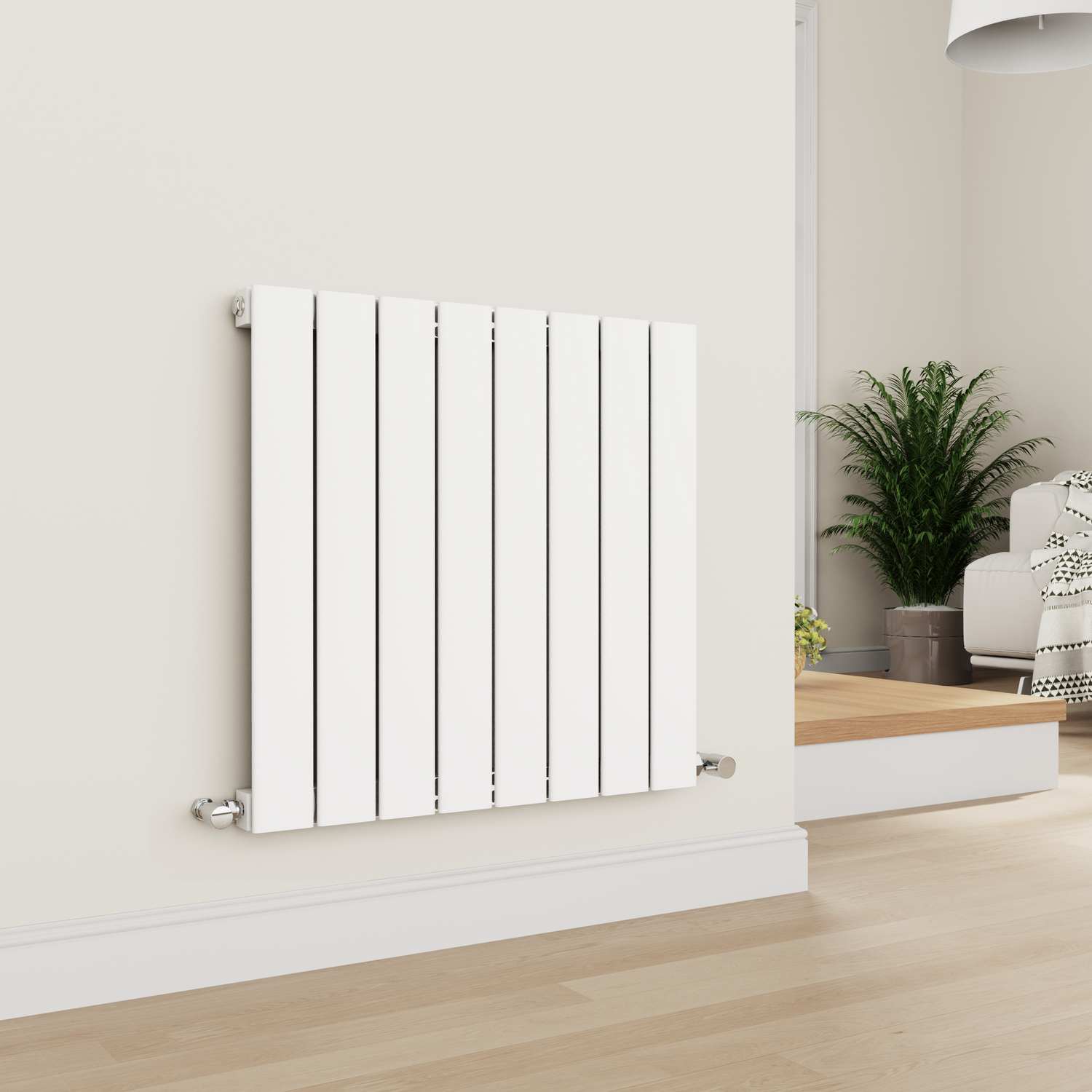 Horizontal Flat Designer Aluminium Radiator 600x600mm Single Panel 1841 BTU