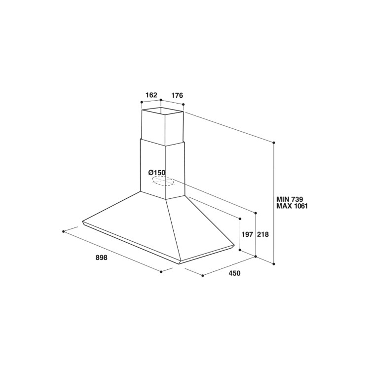 GRADE A3 - Whirlpool AKR755/1IX 90cm Chimney Hood - Stainless Steel