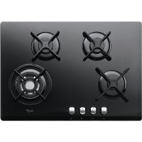 Whirlpool Origami 77cm Gas-on-Glass Four Burner Gas Hob - Black