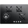 Whirlpool Origami 77cm Gas-on-Glass Four Burner Gas Hob - Black