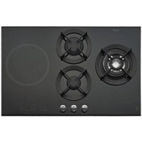 GRADE A1 - Whirlpool AKT477IX 77cm Gas and Induction Dual Fuel Hob in Black Glass with Stainless Steel Frame