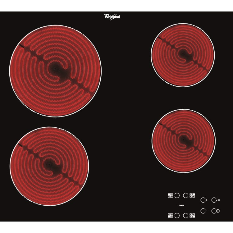 Refurbished Whirlpool AKT809NE 60cm 4 Zone Touch Control Ceramic Hob Black