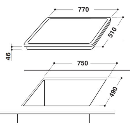 Whirlpool AKT833NE 77cm Frameless Touch Control Ceramic Hob Black