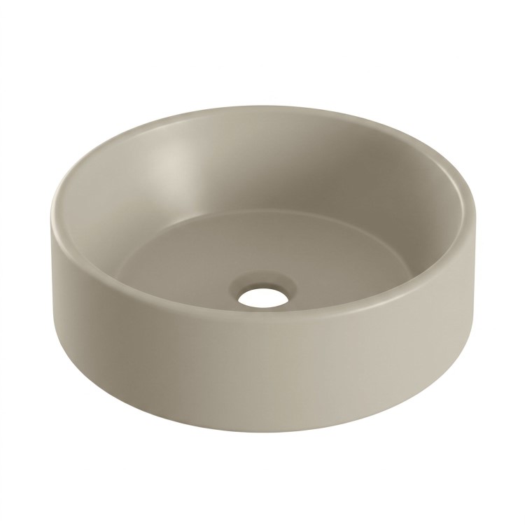 Matt Beige Round Countertop Basin 388mm - Alaska